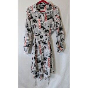 Thread Story Plus Size 2X Newspaper Print High Low Dress Cutout Back